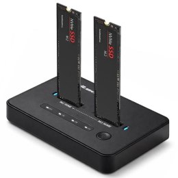 Qoltec Stacja dokująca dysków SSD M.2 NVMe| PCIe | USB-C | 20Gb/s | DUAL 2 x 8TB | klonowanie offline Qoltec