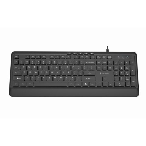 GEMBIRD KLAWIATURA PRZEWODOWA MULTIMEDIALNA SLIM, USB 5 KLAWISZY HOTKEYS, US LAYOUT, CZARNA Gembird