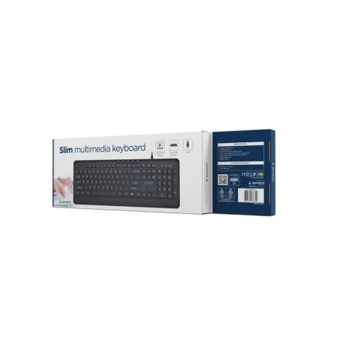 GEMBIRD KLAWIATURA PRZEWODOWA MULTIMEDIALNA SLIM, USB 5 KLAWISZY HOTKEYS, US LAYOUT, CZARNA Gembird
