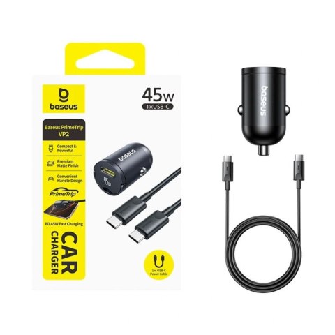 Ładowarka samochodowa Baseus PrimeTrip VP2 45W USB-C z kablem 60W USB-C do USB-C 1m - czarna Baseus