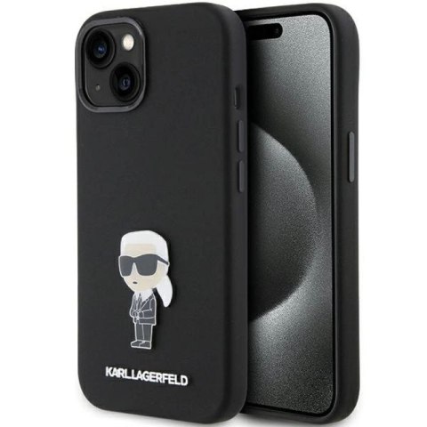 Etui Karl Lagerfeld Silicone Ikonik Metal Pin na iPhone 15 Plus / 14 Plus - czarne Karl Lagerfeld