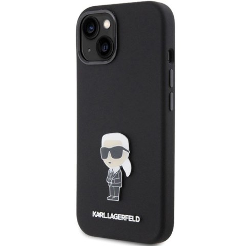 Etui Karl Lagerfeld Silicone Ikonik Metal Pin na iPhone 15 Plus / 14 Plus - czarne Karl Lagerfeld