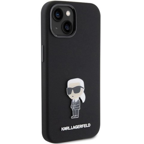 Etui Karl Lagerfeld Silicone Ikonik Metal Pin na iPhone 15 Plus / 14 Plus - czarne Karl Lagerfeld