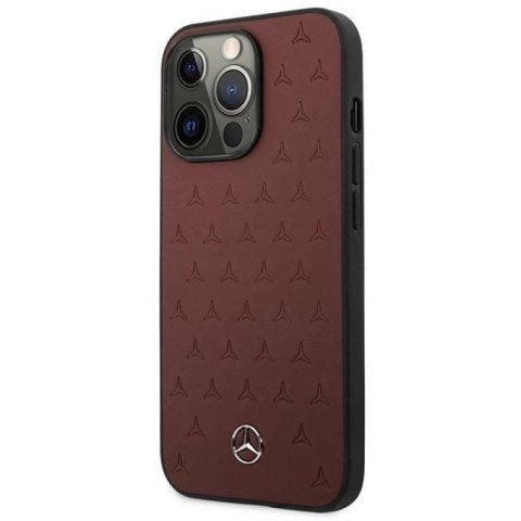 Etui Mercedes Leather Stars Pattern na iPhone 13 Pro / iPhone 13 - czerwone Mercedes