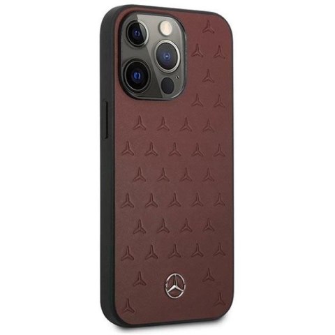 Etui Mercedes Leather Stars Pattern na iPhone 13 Pro / iPhone 13 - czerwone Mercedes