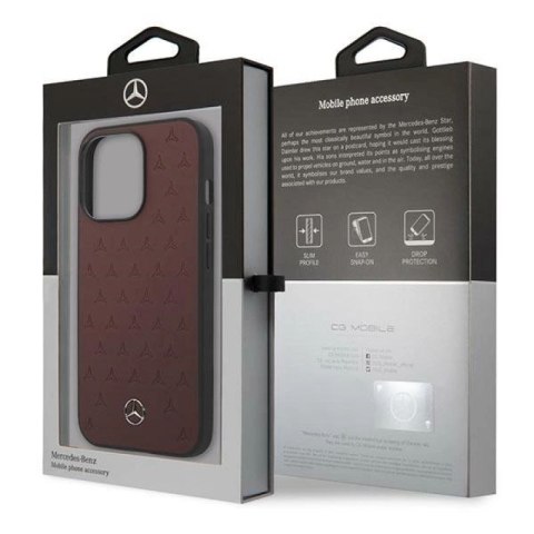 Etui Mercedes Leather Stars Pattern na iPhone 13 Pro / iPhone 13 - czerwone Mercedes