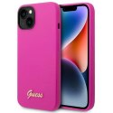Etu Guess Silicone Vintage Gold Logo na iPhone 14 / 15 Plus - fuksja Guess