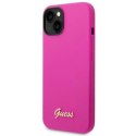 Etu Guess Silicone Vintage Gold Logo na iPhone 14 / 15 Plus - fuksja Guess
