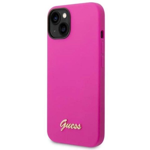 Etu Guess Silicone Vintage Gold Logo na iPhone 14 / 15 Plus - fuksja Guess