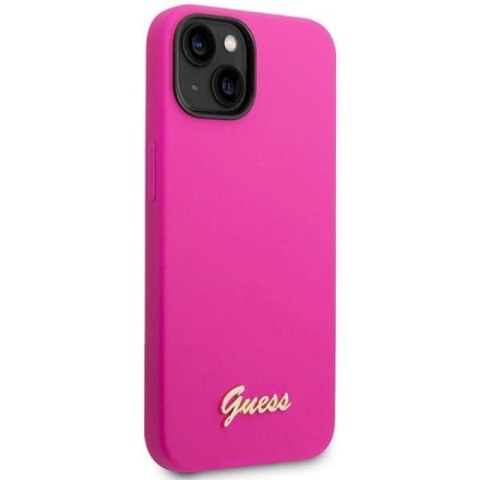 Etu Guess Silicone Vintage Gold Logo na iPhone 14 / 15 Plus - fuksja Guess
