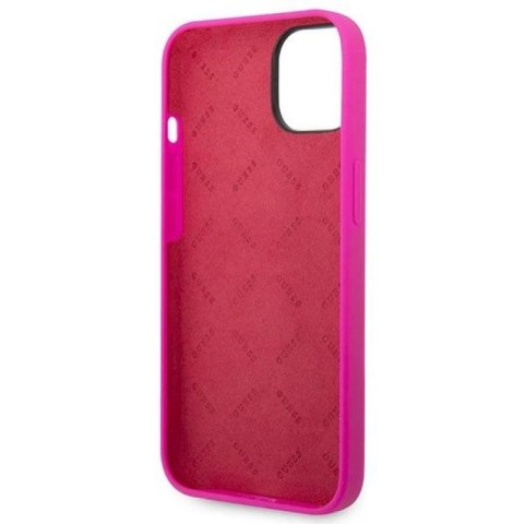 Etu Guess Silicone Vintage Gold Logo na iPhone 14 / 15 Plus - fuksja Guess