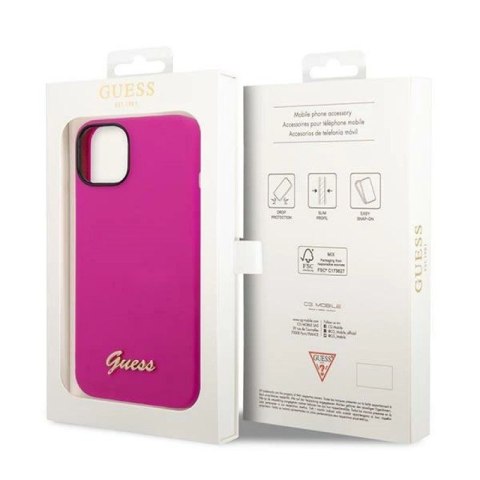 Etu Guess Silicone Vintage Gold Logo na iPhone 14 / 15 Plus - fuksja Guess