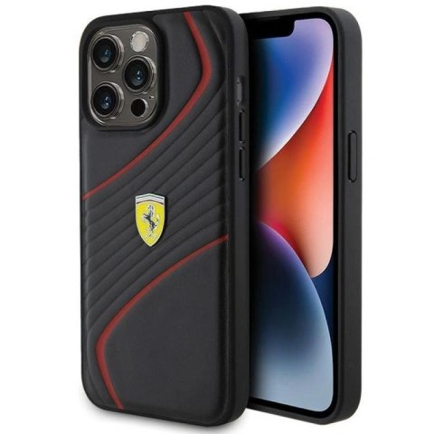 Etui Ferrari Twist Metal Logo na iPhone 15 Pro Max - czarne Ferrari