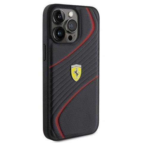 Etui Ferrari Twist Metal Logo na iPhone 15 Pro Max - czarne Ferrari