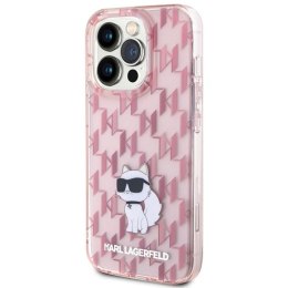Etui Karl Lagerfeld Monogram Choupette na iPhone 15 Pro - różowe Karl Lagerfeld