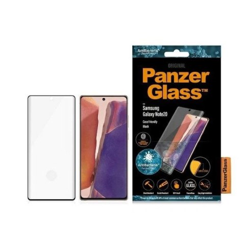 Szkło hartowane PanzerGlass Curved Super+ na Samsung Note 20 Case Friendly Finger Print AntiBacterial - czarne PanzerGlass