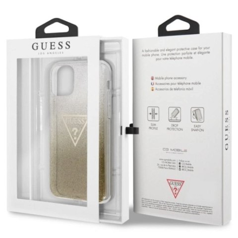 Etui Guess Glitter Triangle na iPhone 11 Pro Max - złote Guess