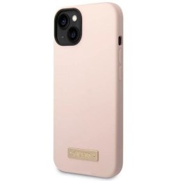 Etui Guess Silicone Logo Plate MagSafe na iPhone 14 Plus - różowe Guess