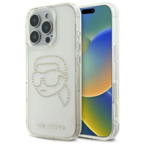 Etui Karl Lagerfeld IML Rhinestones Karl Head na iPhone 16 Pro - przezroczyste Karl Lagerfeld