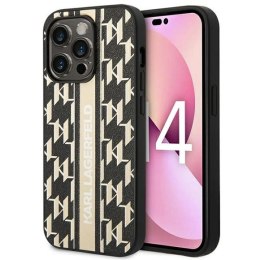 Etui Karl Lagerfeld Monogram Stripe na iPhone 14 Pro Max - brązowe Karl Lagerfeld
