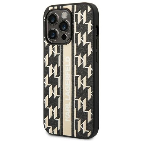Etui Karl Lagerfeld Monogram Stripe na iPhone 14 Pro Max - brązowe Karl Lagerfeld