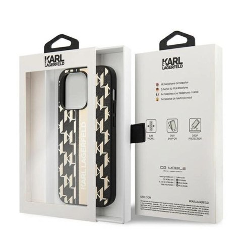 Etui Karl Lagerfeld Monogram Stripe na iPhone 14 Pro Max - brązowe Karl Lagerfeld