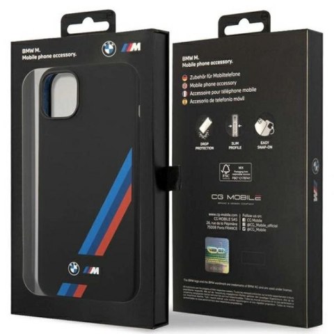 Etui BMW Silicone Slanted Sttripes na iPhone 14 Plus / 15 Plus - czarne BMW