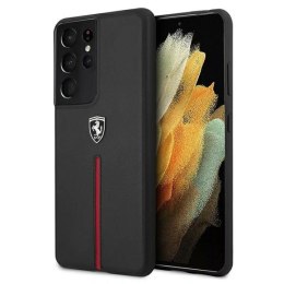 Etui Ferrari Off Track Leather Nylon Stripe na Samsung Galaxy S21 Ultra - czarne Ferrari