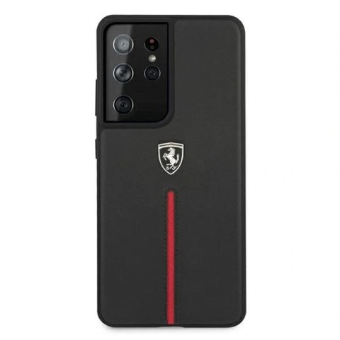 Etui Ferrari Off Track Leather Nylon Stripe na Samsung Galaxy S21 Ultra - czarne Ferrari