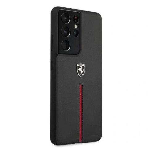 Etui Ferrari Off Track Leather Nylon Stripe na Samsung Galaxy S21 Ultra - czarne Ferrari