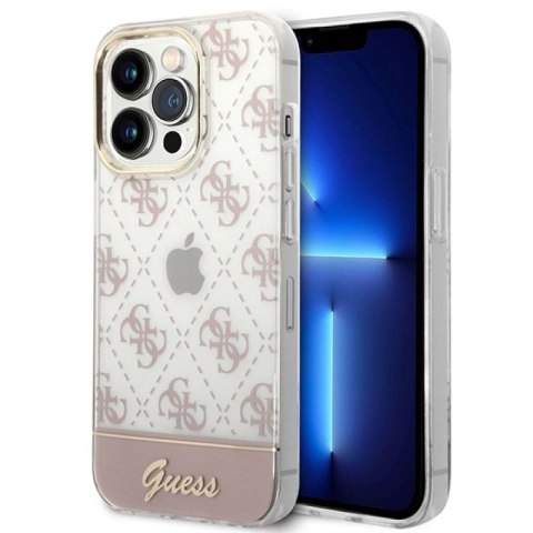 Etui Guess 4G Pattern Script na iPhone 14 Pro - różowe Guess