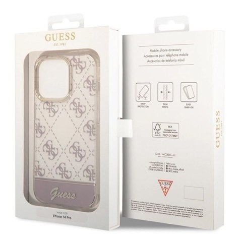 Etui Guess 4G Pattern Script na iPhone 14 Pro - różowe Guess
