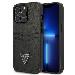 Etui Guess Saffiano Triangle Logo Cardslot na iPhone 13 / 13 Pro - czarne Guess