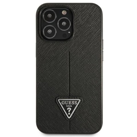 Etui Guess Saffiano Triangle Logo na iPhone 14 Pro Max - czarne Guess