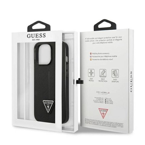 Etui Guess Saffiano Triangle Logo na iPhone 14 Pro Max - czarne Guess