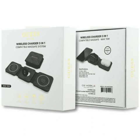 Ładowarka indukcyjna Guess 4G 3w1 15W MagSafe - czarna Guess