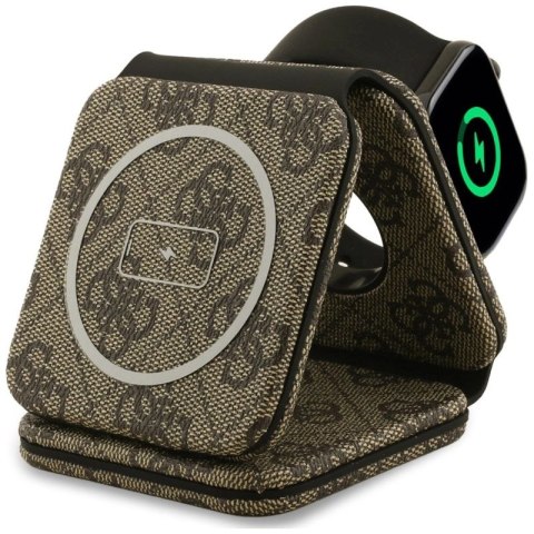 Ładowarka indukcyjna Guess 4G MagSafe 3w1 15W - brązowa Guess