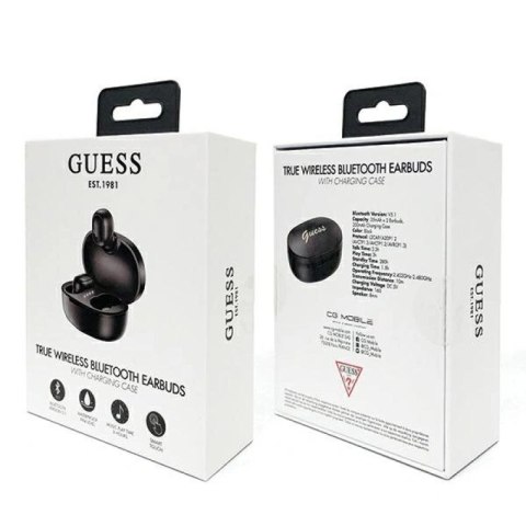 Słuchawki bezprzewodowe Guess Bluetooth GUTWST30BKTWS + stacja dokująca - czarne Guess