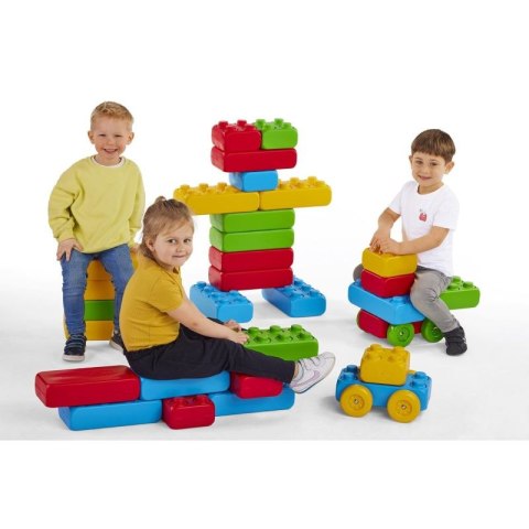 Klocki budowlane "cegły" Marioinex + 2 kółka, 30 elementów Marioinex