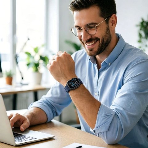 Pasek Tech-Protect Nylon Elite na Apple Watch 44 / 45 / 46 / 49 mm - granatowo-pomarańczowy Tech-Protect