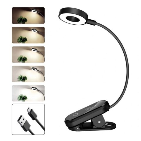 Lampka bezprzewodowa Tech-Protect LL100 z klipsem + Kabel USB-A / USB-C 30 cm - czarna Tech-Protect