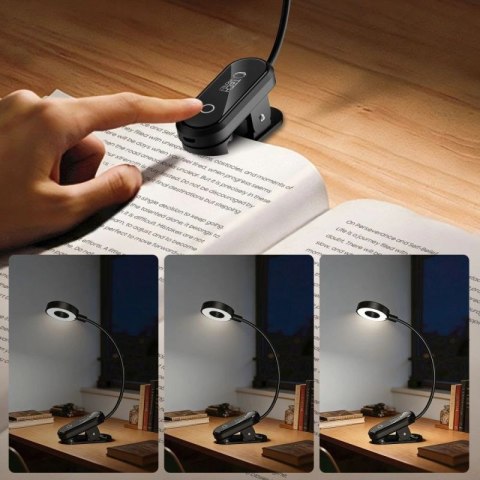 Lampka bezprzewodowa Tech-Protect LL100 z klipsem + Kabel USB-A / USB-C 30 cm - czarna Tech-Protect