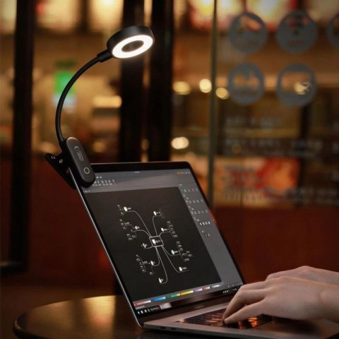 Lampka bezprzewodowa Tech-Protect LL100 z klipsem + Kabel USB-A / USB-C 30 cm - czarna Tech-Protect