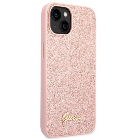 Etui Guess Glitter Script na iPhone 14 Plus - różowe Guess