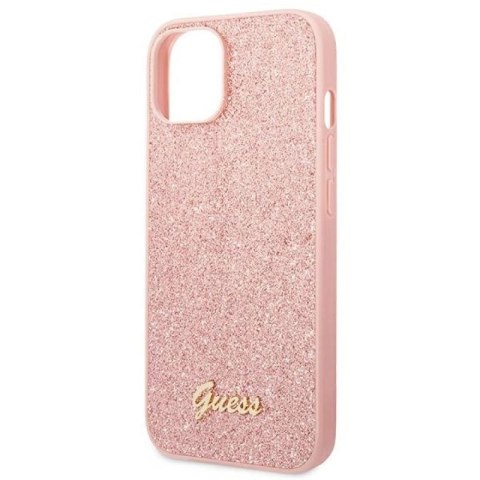 Etui Guess Glitter Script na iPhone 14 Plus - różowe Guess