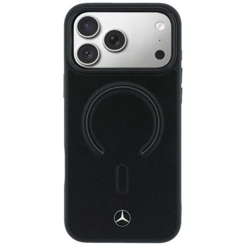 Etui Mercedes Leather 3D MagSafe na iPhone 17 Pro - czarne Mercedes