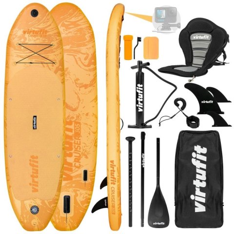 VIRTUFIT DESKA SUP CRUISER 305 Z SIEDZISKIEM I AKCESORIAMI POMARAŃCZOWY Cruiser