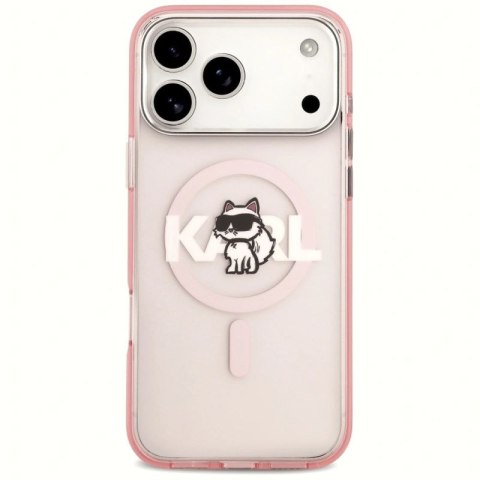 Etui Karl Lagerfeld IML Choupette Sketch Logo MagSafe na iPhone 17 Pro Max - różowe Karl Lagerfeld