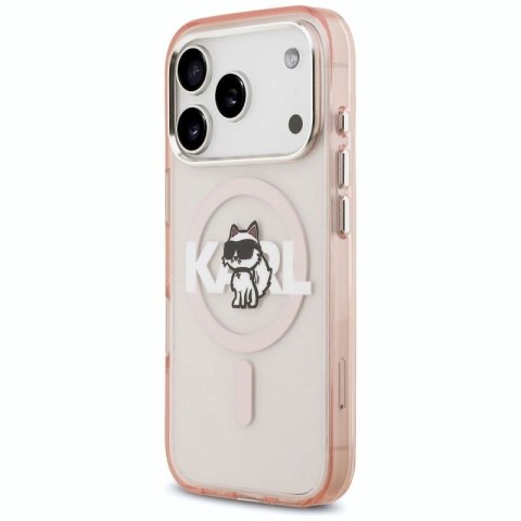 Etui Karl Lagerfeld IML Choupette Sketch Logo MagSafe na iPhone 17 Pro - różowe Karl Lagerfeld