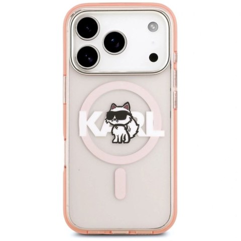 Etui Karl Lagerfeld IML Choupette Sketch Logo MagSafe na iPhone 17 Pro - różowe Karl Lagerfeld